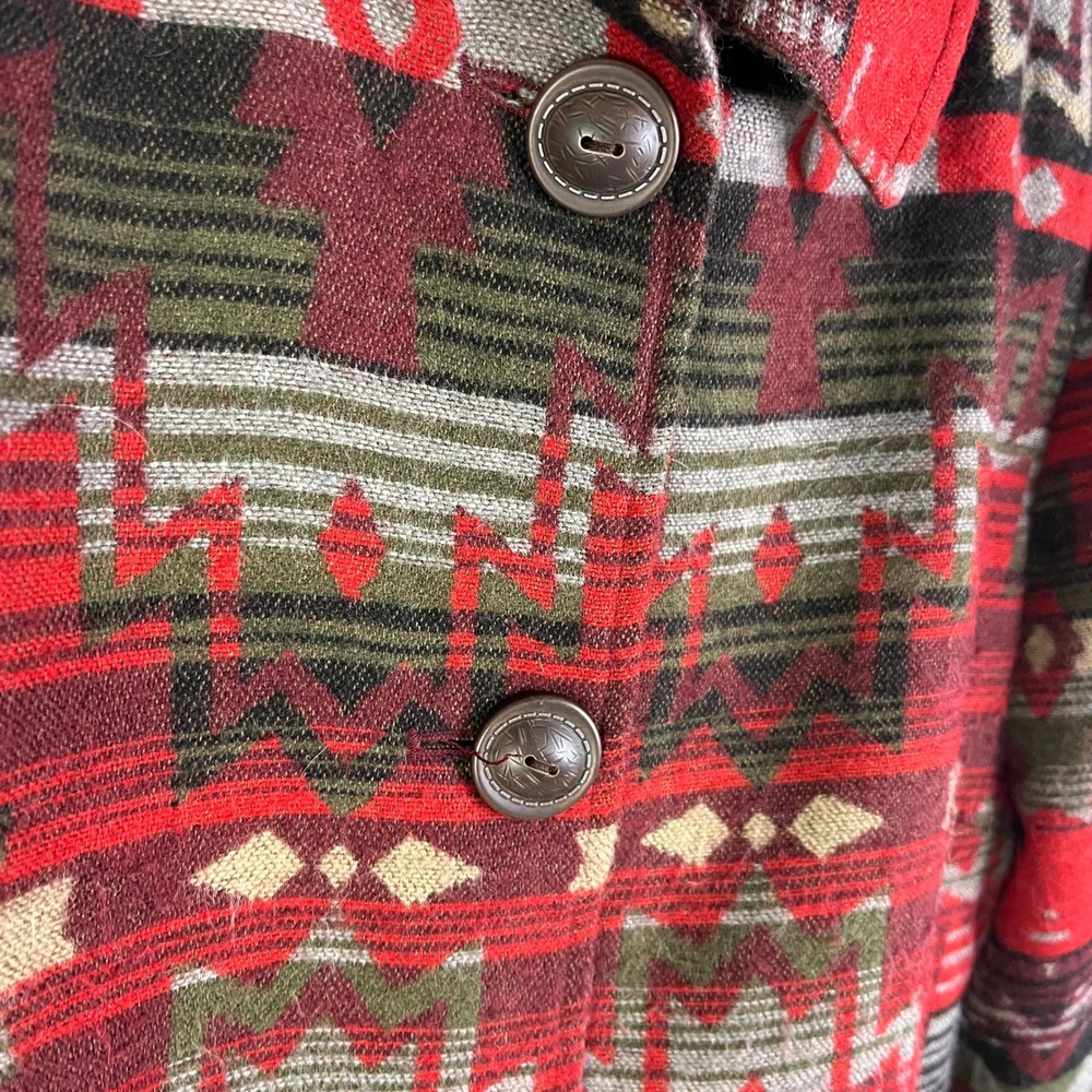 Coldwater Creek Womens 16 Red Southwestern Geometric Aztec Tapestry Jacket Boho - Picture 6 of 10